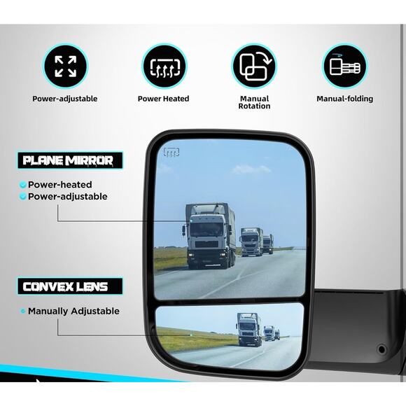 Switchback Tow Mirrors for Dodge Ram 1500 09–18, 2500 3500 10–18 – Heated - Picture 4 of 8